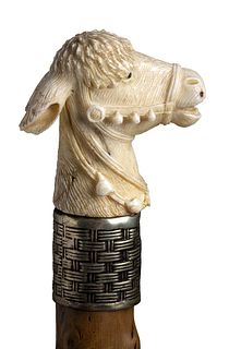 An ivory mounted  walking stick cane - Italy late 19th Century 