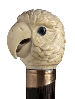 An ivory mounted walking stick cane - French early 20th Century