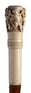 An ivory  mounted walking stick cane - French early 20th Century