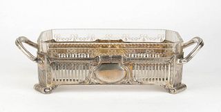 An Italian liberty silver 800/1000 and crystal centrerpiece - early 20th Century