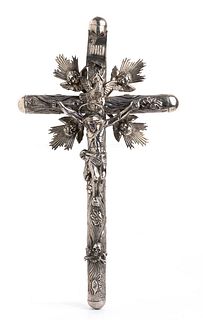 An  Italian silver 800/1000 crucifix - late 19th early 20th Century
