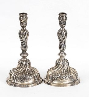 A pair of Italian silver candlesticks - Genoa, probably 1777