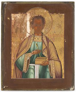 A Russian icon of Saint Pantaleon of Nicomedia - 19th Century
