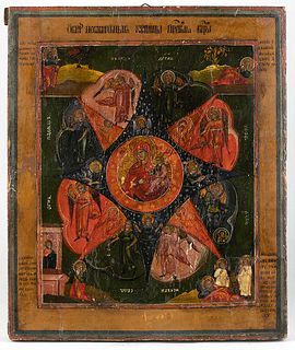A Russian Icon of the Lady of the Burning Bush - 18th Century