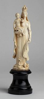 A probably German ivory carving of the Virgin & Child - last quarter 19th Century