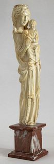 <br>A French ivory figural group depicting Virgin & Child - 19th Century<br>