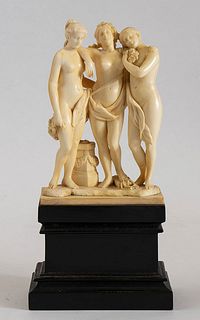 A French ivory figural group of The Three Grace - 19th Century<br>