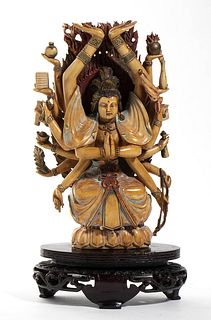 A Chinese ivory carving of Bodhisattva - Qing dynasty, 19th Century