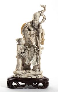 A Chinese ivory carving depicting a Sage - Qing dynasty, 19th Century