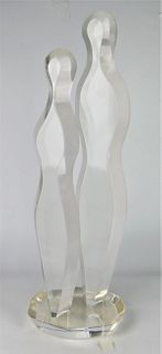 LARGE LUCITE SCULTURE OF A MAN AND WOMAN