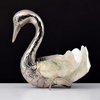 Large Shell Swan Sculpture, Manner of Binazzi Foresto