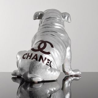 Large Jeff Diamond Chanel Couture Bulldog Sculpture, Unique