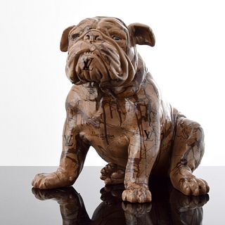 Large Jeff Diamond Louis Vuitton Couture Bulldog Sculpture, Unique