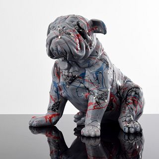 Large Jeff Diamond Prada Couture Bulldog Sculpture, Unique