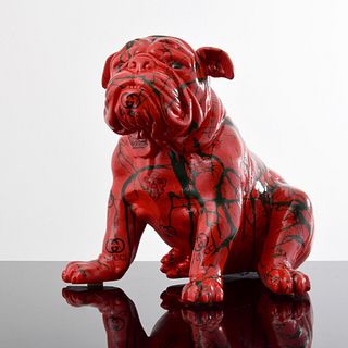 Large Jeff Diamond Gucci Couture Bulldog Sculpture, Unique