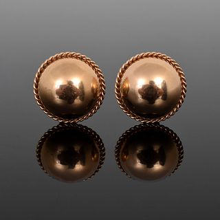 Pair of 14K Yellow Gold Dome Clip Earrings