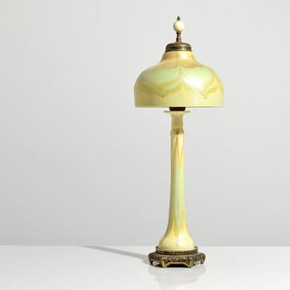 Pulled Feather Lamp Attributed to Quezal