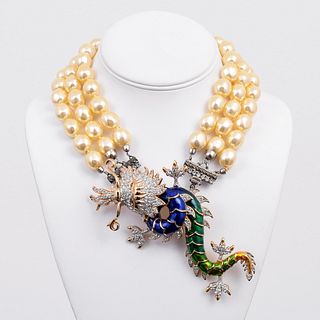 Lawrence Vrba Dragon Necklace, Designer Costume Jewelry
