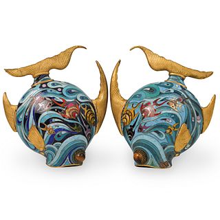 Vintage Pair Of Chinese Cloisonne Fish