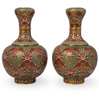 Large Pair Of Chinese Cloisonne Vases