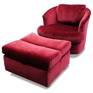 Mid Century Red Velvet Chair