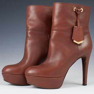 Louis Vuitton Brown Leather Ankle Boots