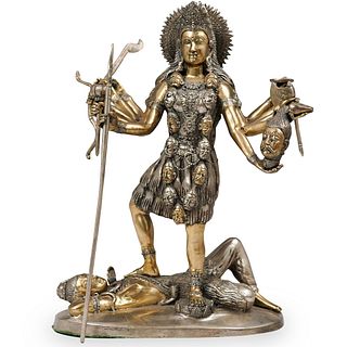 Silver Bronze Thai Buddha with Ten Arms
