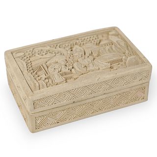 Chinese Carved White Cinnabar Box