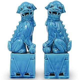 Pair Of Cobalt Blue Foo Dogs