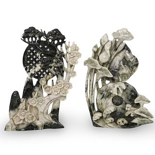 Pair Of Chinese Carved Jade Sculptures
