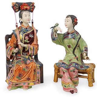 (2 Pc) Chinese Ceramic Figure Grouping