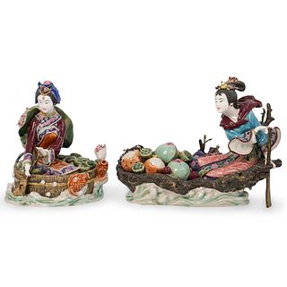 (2 Pc) Chinese Ceramic Figure Grouping