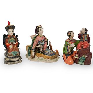(3 Pc) Japanese Ceramic Figure Grouping