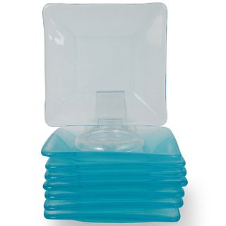 Square Textured Glass Plate Set