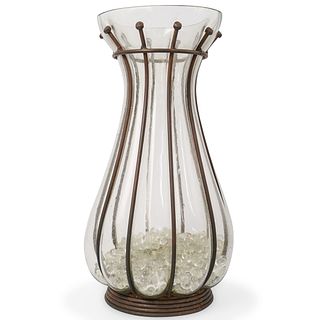 Blown Glass Iron Mounted Vase