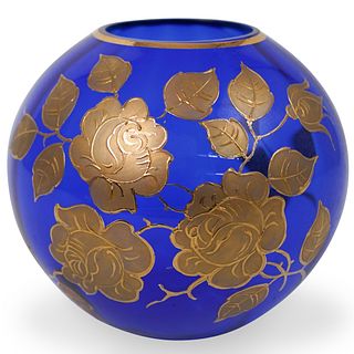 Cobalt Blue Crystal Bulb Vase