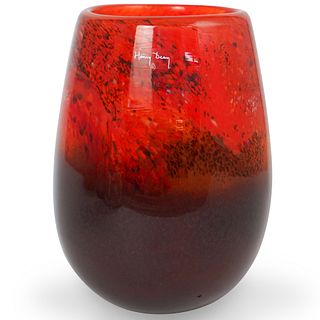 Henry Dean Signed Glass Vase
