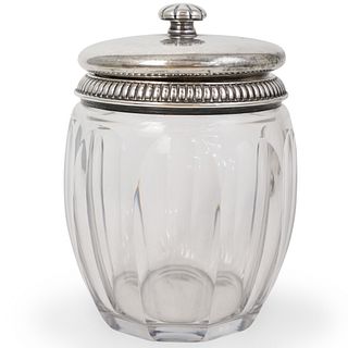 Vintage Sterling and Glass Biscuit Jar