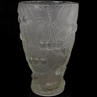 Frosted Glass Art Deco Vase