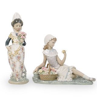 (2 Pc) Lladro Porcelain Figurine Grouping