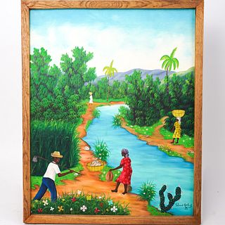 Pierrot Garles Haitian Oil On Canvas