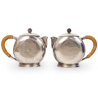 (2 Pc) Art Deco Newport Silver Plated Tea Pots