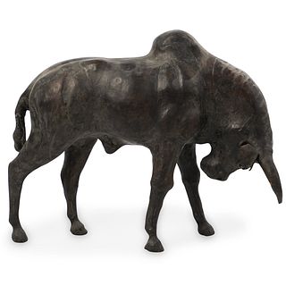 Leather Wrapped Bull Statue