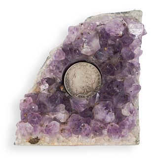 Amethyst and Silver Dollar Plaque