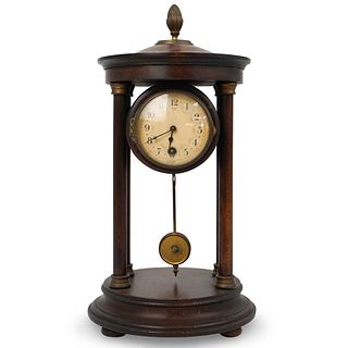 German Portico Mahogany Mantle Clock