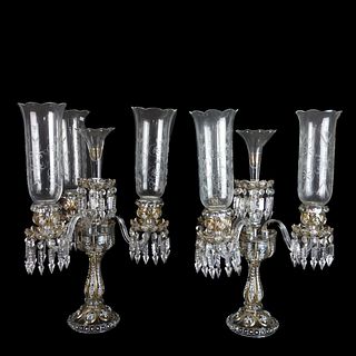 Pair of Baccarat Style Candelabra