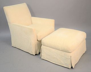 R. Jones upholstered club chair and ottoman, ht. 37", wd. 30". Estate of Marilyn Ware Strasburg, PA.
