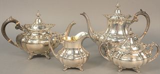 Four-piece Reed & Barton, Hampton Court tea and coffee set, coffee pot ht. 8 1/2", 75.4 t.oz. .