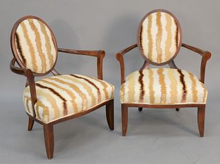 Pair of Baker upholstered armchairs, ht. 38", wd. 30".