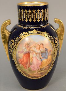 Royal Vienna vase with gilt decorations, ht. 9 1/2".
